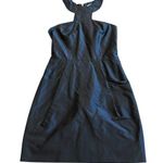 Nomia 100% Silk Black Dress High Neck Halter Mini Length Cocktail Size 4 Women's Photo 0