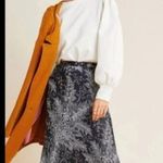 Anthropologie  Size 8 Black, White Floral Print Satin Midi Skirt Photo 3