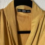 ZARA  Mustard Yellow Blouse with Tie Detail Photo 1
