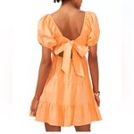 1. State  Orange Puff Sleeves Linen Blend Tiered Skirt Open Tie Back Dress Sz S Photo 10