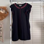 Casilda Mutt Black Embroidered Shift Dress – Red & Pink Floral, Flutter Sleeve S Photo 1