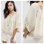 Free People  Ivory See Saw Rainbow Metallic Pinstripe Top Photo 1