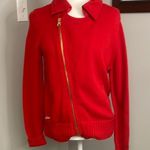 Ralph Lauren Lauren Jeans Co Hana Red Asymmetrical Zip Sweater Large NWT Cotton Photo 0