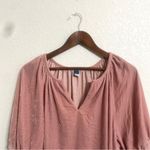 Old Navy NWT  Womens Shirt Blouse Pink Velvet Split Neck Short Sleeve Size Large Photo 2