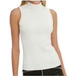 Skull Cashmere  White Sleeveless Mock Neck Ribbed Top Size Medium Lightweight Photo 0