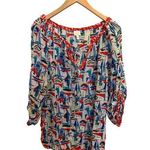 Milly Cabana Silk Tunic Top Women’s Sz S Sailboat Multi Swim Coverup Resortwear Photo 0