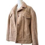 Vince  Womens Faux Sherpa Trucker Jacket in Desert Camel Size large Photo 2