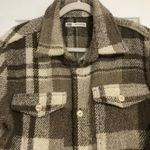 ZARA  plaid shacket jacket tan brown women’s size large button up‎ wool blend Photo 1