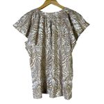 Loft Women's Brown Paisley Print Flutter Sleeve Square Neck Top Size M Photo 3