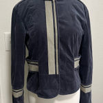 Sundance  Women’s Size 6 Navy Blue Velvet Military Jacket Snap Button Coat Gray Photo 0
