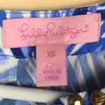 Lilly Pulitzer Women’s Blue and White Leaf Print Gold Embellished Collar Romper Photo 9