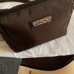 DKNY Rich Brown fabric chunky heeled pumps with matching  purse Photo 2