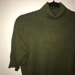BCBGMAXAZRIA Turtleneck Sweater Short Sleeve Olive/ Army Green Sz L EUC Photo 2