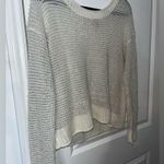 Eyeshadow Woven Metallic Threads White Acrylic Yarn Knitted Scoop Neck Sweater L Photo 4