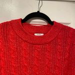 Crown & Ivy NWT Size SP Red Cable knit Puff Sleeve Pullover Crew Neck Seeater Photo 1