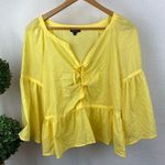 Worth Yellow 3/4 Length Sleeve Peasant Boho Bohemian Farmhouse Blouse Top L Size L Photo 0