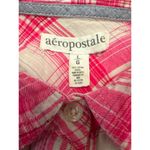 Aeropostale  Large Pink White Plaid Button Up Long Sleeve Shirt All Cotton Trendy Photo 4