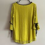 Olivia Blu  Yellow Lace Top with Black Trim Size Large Photo 1