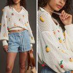 Farm Rio Crochet 3D Fruit Embellishments Sweater, Size M Photo 1