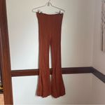 Fun 70s style Ribbed Rust Flared Elastic Waist Trousers Brown Photo 1