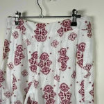 Anthropologie  Ett Twa‎ White And Red Embroidered Jadida Cropped Pant Photo 3