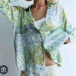 ZARA  Green Blue Paisley Button Down Longsleeve Shirt Size XS Photo 0