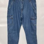 Universal Thread Cargo Boyfriend Jeans Mid Rise 100% Cotton Medium Wash Size 14 Blue Photo 6