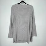 J.Jill Womens Striped Boat Neck Long Sleeve Split Hem Tunic Rayon‎ Shirt Small White Photo 6