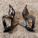 NWOT Lauren Ralph Lauren Gisella Burnished Black Leather Strappy Heel Sandals 8 Photo 6