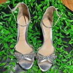 Badgley Mischka Jewel Crystal Rhinestone Embellished Kitten Ankle Strap Chunky Block Low heeled Open toe Stacks Sandals High Heels Pumps Photo 1