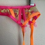 For Love & Lemons NEW Tulip Garter Belt in Neon Pink and Orange Photo 4