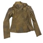 ZARA Moto Style Jacket Womens Size Medium Brown Faux Suede Effect Overshirt Chic Photo 1