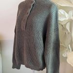 Bohme Woman’s Gray Ribbed Button-Up Long Sleeve Sweater Photo 3