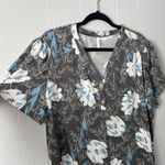 Bishuige Womens Top 2XL Henley Floral Casual Everyday Wear Soft Stretch Comfort Gray Size 2X Photo 4