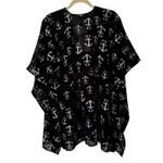 NWT Zuécar Navy Anchor Heart Print Sheer Kimono Cover Up Kaftan Top F/S Black Size undefined Photo 8