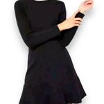 Loft  size 6P black dress with white ruffle collar stretchy flowy ruffle skirt Photo 1