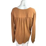 Free People  Check On It Brown Faux Wrap V-neck Long Sleeve Blouse Top Size S Photo 1