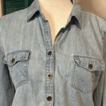 Love, Fire Love FIRE 100% cotton denim style button down with roll up sleeves - S/M Photo 1