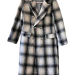 Topshop  Black Cream White Pastel Wool Blend Long Sleeves Houndstooth‎ Coat 4 Photo 0