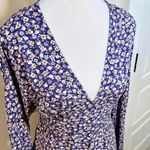 ZARA  Feminine Floral Print V-Neck Long Sleeve Mini  Dress Sz Medium 💚 Photo 3