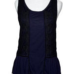 American Eagle  Outfitters Dark Blue Fancy Lace Tank Top Ruffle Bottom Medium Photo 0