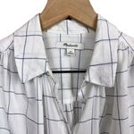 Madewell Blue & White Central Cap Tie-Sleeve Button Down Shirt in Windowpane XS Photo 3