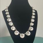 Statement Round Bezel Set Rhinestone Bridal Prom Formal Necklace Bracelet Set Silver Photo 3