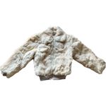 Vintage Elam White Brown Beige Rabbit Fur Zip Down Long Sleeve Women’s Sz M Size M Photo 2