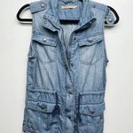 Max jeans  Cotton Linen Chambray Women's Utility Vest Small Full Zip Breathable Photo 0