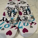 Guess  Hearts white Platform Flip Flop size 10 silver accent hearts Y2K baddie Photo 4