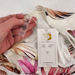 Tinibikini NWT  High Waisted Caged Strappy White Floral Pink Bikini Bottoms Small Photo 4