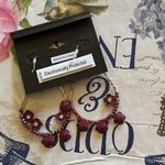 nOir Jewelry Gold and Burgundy Floral Earrings Photo 2
