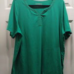 Catherines  Women's Size 18/20W (1X) Green Suprema Collection Split Neck Tee Photo 0