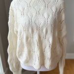 Wild Fable Ivory Cream Crochet Cropped Boatneck Sweater Size Medium Photo 0